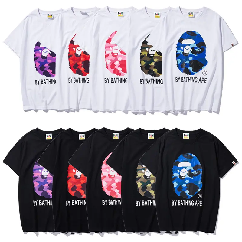 New Fashion Herren Casual T-Shirt Multi color Ape Printing Lose Rundhals ausschnitt Kurzarm T-Shirt