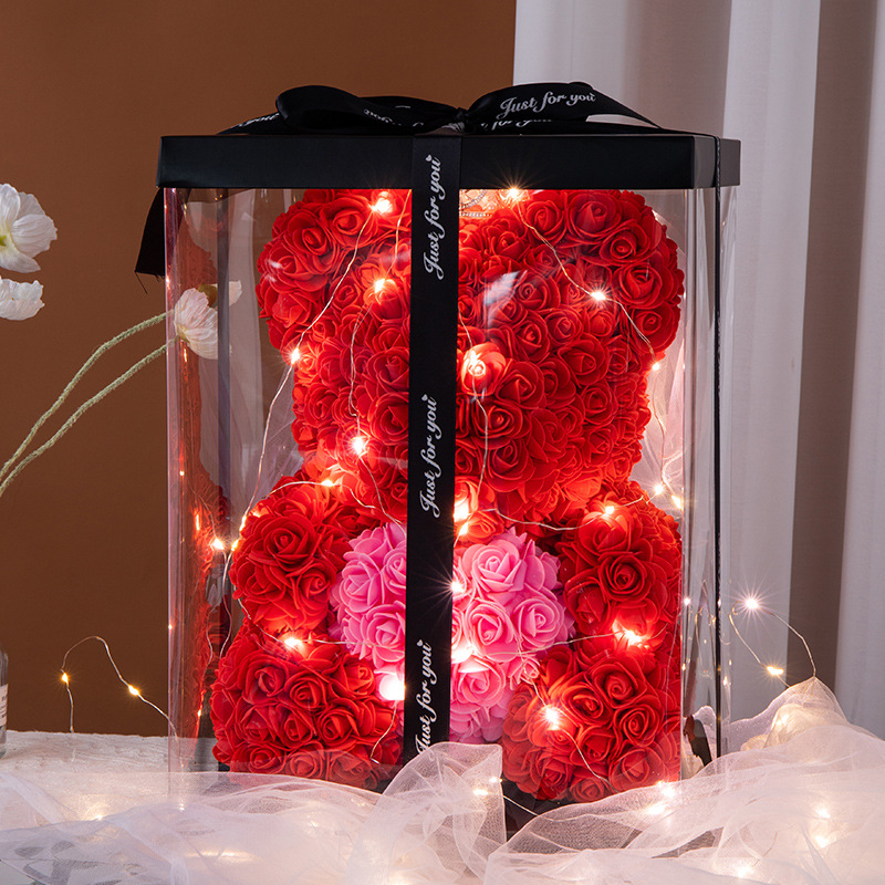Red bear with pink heart