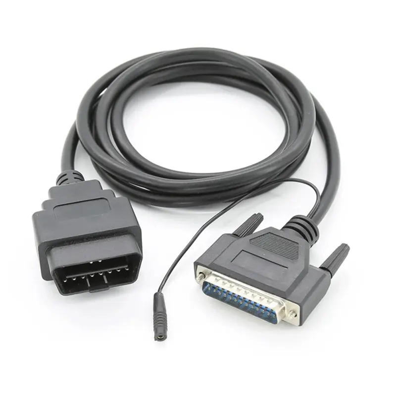 Personnalisé Durable OBD2 OBD II 16pin Mâle Vers VGA D-sub DB25 25pin Mâle Prise Avec DC Jack Diagnostic Splitter Câble