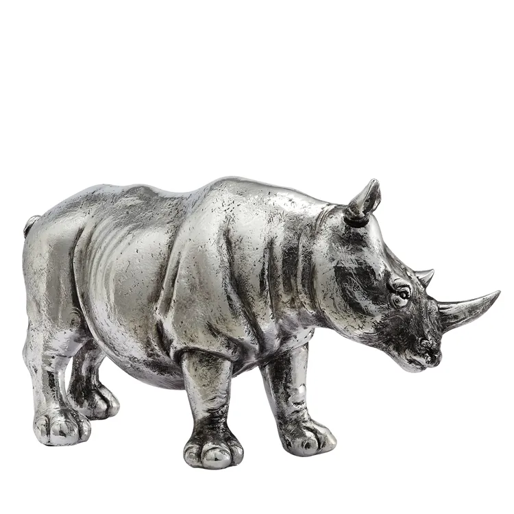 Китай, оптовая продажа, роскошные античные серебряные полимерные статуи носорога, домашний декор