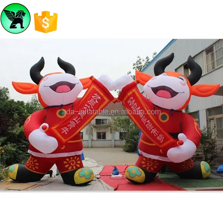 Bull inflável dos desenhos animados do estilo chinês, bull inflável personalizado de eventos para anúncio do ano novo a6185