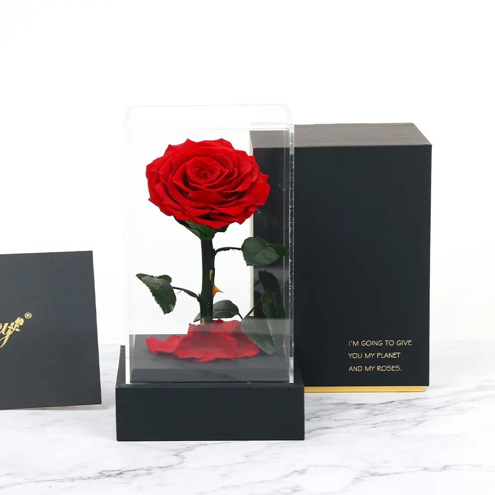 Качественный подарочный набор ко Дню Святого Валентина, сохраненный неувядающий акриловый Цветочный ящик для подарка