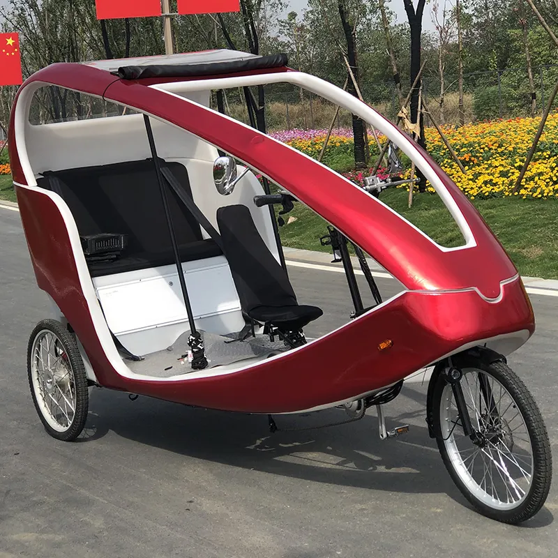 Glad Pe Cabine Drie Wiel Passagier Laden Bezoeker Huren Elektrische Cargo Taxi Bike