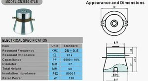 Clangsonic 28 кГц 120 вт ультразвуковой пьезоэлектрический преобразователь, Ультразвуковой очиститель с использованием ультразвукового датчика 100 кГц