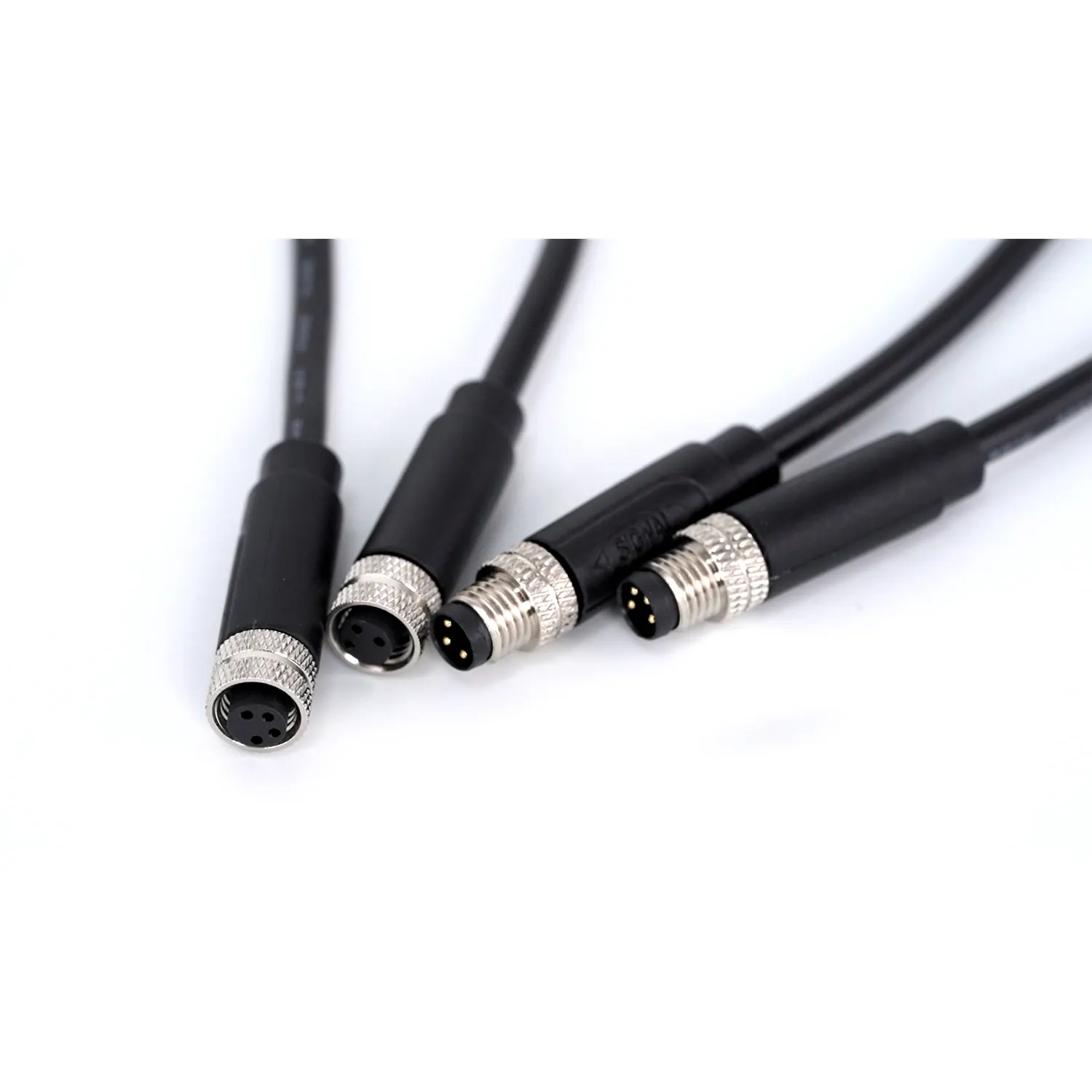 Cavi Ethernet industriali impermeabili serie M8 costruiti in PVC/PUR giacca schermato cavo con connettore femmina serie M8