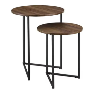 Juego de mesa de centro anidada negra de 2 mesas laterales con marco de metal para sala de estar dormitorio para apartamento mesa auxiliar de lugar pequeño - Product Image 2