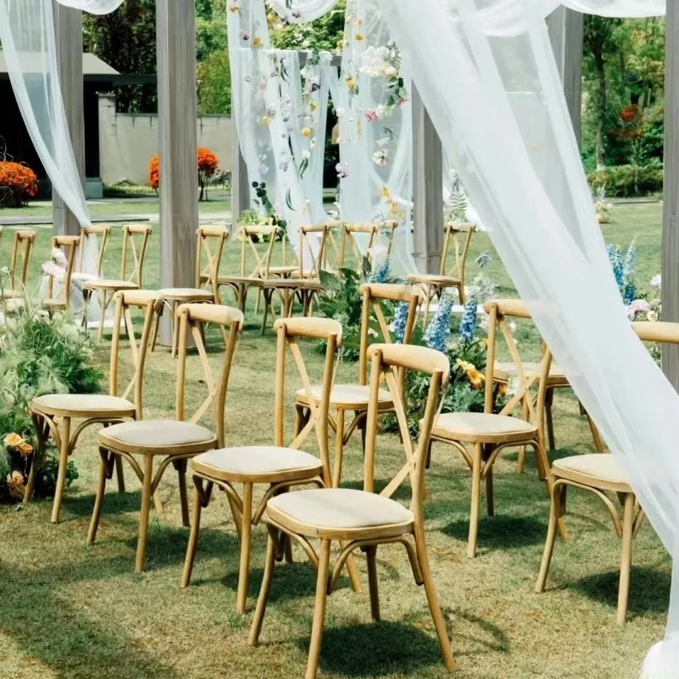 Vente en gros de chaises en rotin en bois massif, meubles pour événements en plein air, pour hôtels, banquets, restaurants, mariages, mariages, chaises à dos croisé