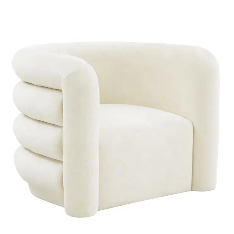 China Fábrica de Alta Qualidade OEM Novo Design De Luxo Sala Sofá Cadeira Estofos Macio Boucle Veludo Rodada Acento Cadeira Chaise