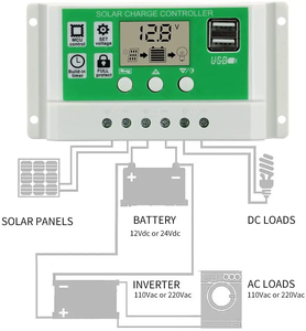 10A 20A 30APWMソーラー充電コントローラー12V24V自動ソーラーセル充電ボードコントローラー - Product Image 6