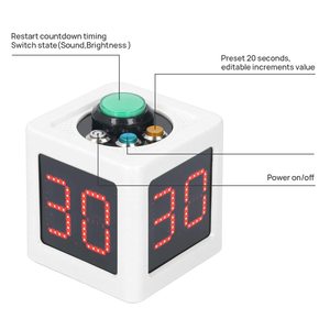 4 schermo laterale 2 cifre Display orologio colpo cubo Poker Timer conto alla rovescia cronometro preimpostato Timer per Poker scacchi giochi da tavolo Mahjong - Product Image 1
