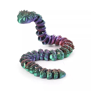 Pitone colorato statuetta giocattolo stampata in 3D con giunti mobili-modello animale che simula un serpente-Set espositore giocattolo - Product Image 1