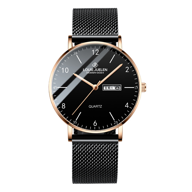 L-541 rose gold shell black mesh belt
