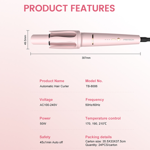 Pritech เครื่องดัดผมอัตโนมัติอัจฉริยะอัตโนมัติ, เครื่องม้วนผมไฟฟ้าอัตโนมัติ - Product Image 2
