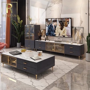 Thiết Kế Hiện Đại Mới Nhất Đá Thiêu Kết Hàng Đầu Bằng Gỗ Bộ Bàn Trung Tâm Kệ <span class=keywords><strong>Tv</strong></span> <span class=keywords><strong>Lcd</strong></span> Phòng Khách Đồ Nội Thất Bằng Gỗ - Product Image 6