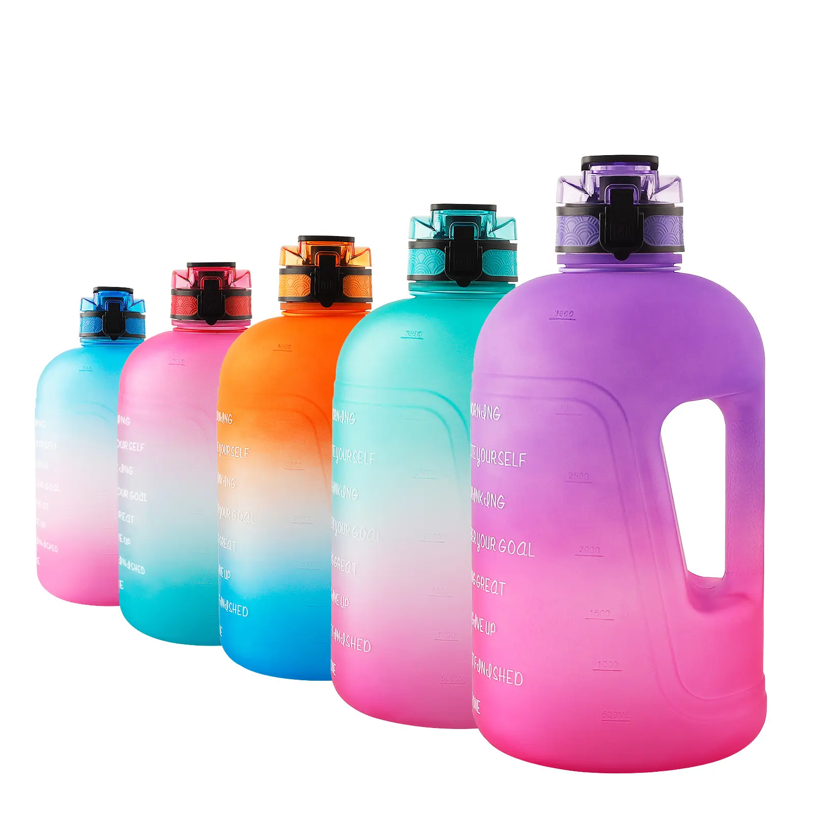 गर्म बिकने वाले आइटम हैंडल और स्ट्रॉ पानी की बोतल आउटडोर स्पोर्ट फिटनेस वॉटर कप प्लास्टिक की बोतल के साथ बड़ा प्लास्टिक रंग का कप