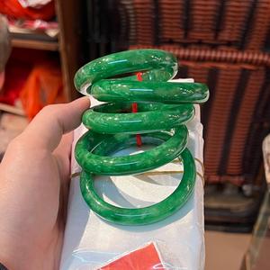 Yüksek kaliteli kadın koyu yeşil Jadeite bilezik tipi B doğal yeşim moda bileklik kadınlar için 54 ~ 60mm hediye - Product Image 2