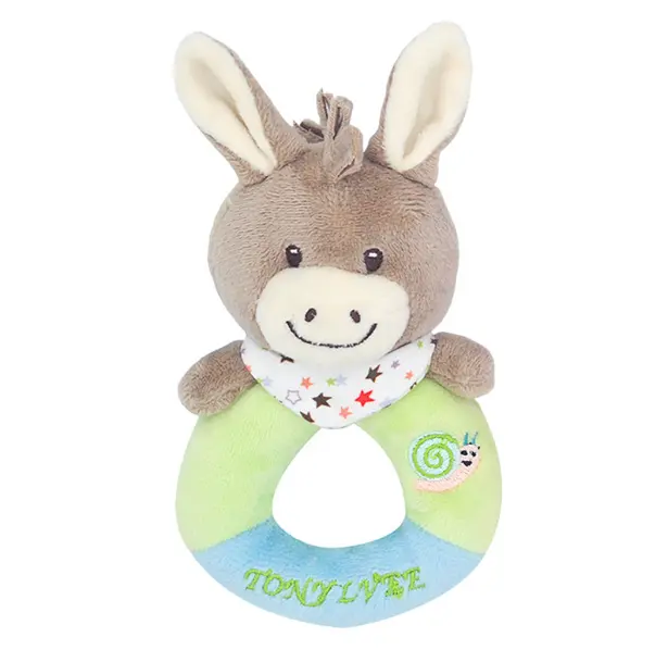 Animal Round Hand Rattle Baby Hand Grab Bell Plush Hand Rattle Toy
