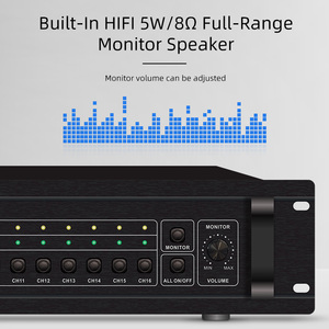 RT-16MXM pa系统扬声器放大器开关多数字音频源信号选择器，带监视器和报警蜂鸣声源输入