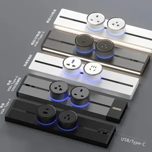 Toma de corriente inteligente Touchmi ajustable montada en superficie, toma de corriente de escritorio USB tipo C completamente funcional