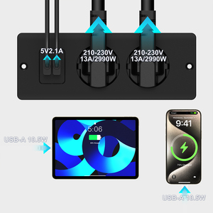 Zócalo de banco de trabajo de escritorio integrado Zócalo múltiple de escritorio integrado con 10W 2 USB-A 5V 2.1A para muebles y bancos de trabajo - Product Image 2