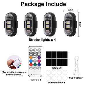 ไฟแฟลช LED ไร้สาย, รีโมทคอนโทรลกันน้ำกันการชนโคมไฟเตือนฉุกเฉิน8สีสำหรับเครื่องบินมอเตอร์ไซค์ - Product Image 6