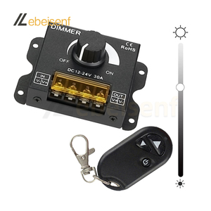 30A LED Knob <strong>Dimmer</strong> DC 12V 24V Single Color Strip Light <strong>PWM</strong> Signal Dimming <strong>Controller</strong> Iron Shell With RF Wireless Remote Control - Product Image 1