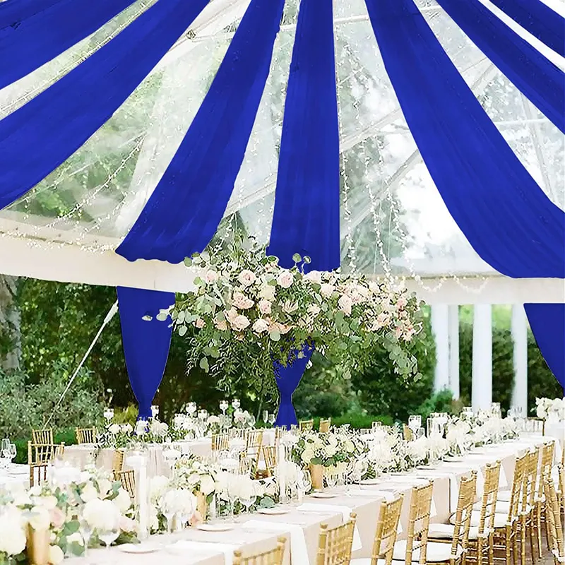 Hochzeit Decke Vorhänge Baby Blue Chiffon Stoff Decke Kleidung Zelt drapieren
