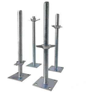 Piezas de andamio de escalera Sistema de construcción Andamio de acero Jack Nivel ajustable Base Material de construcción Andamio