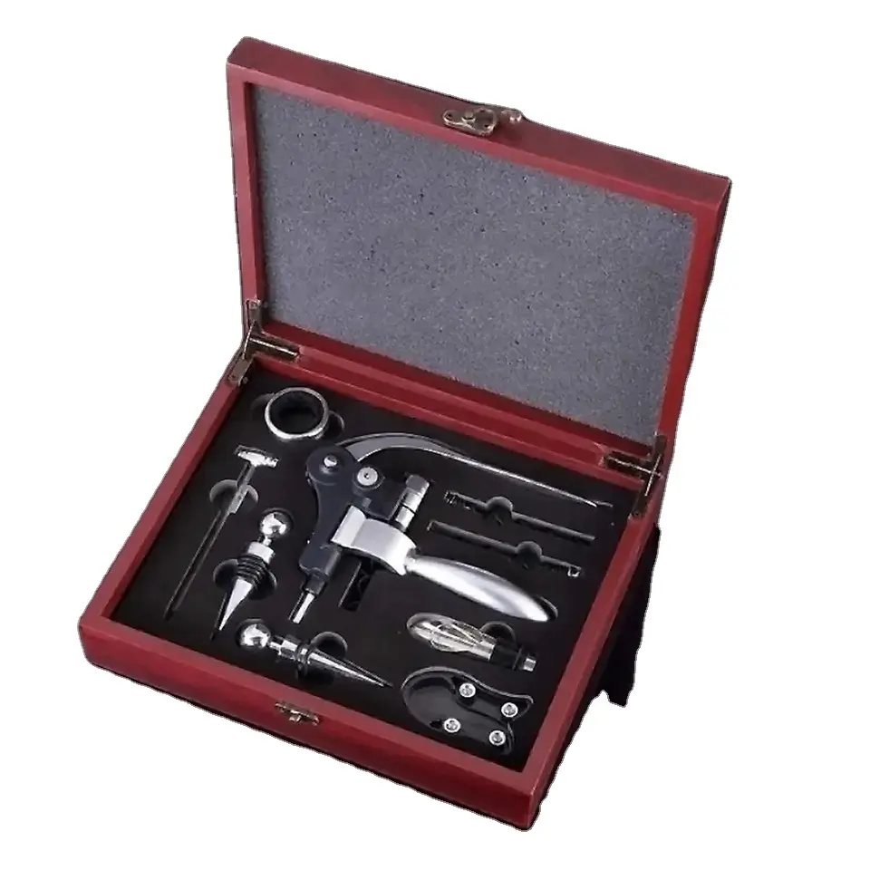 Liga colli zinco Abridor De Corkscrew Vinho Coelho Gift Set Acessórios Bar Set Com Caixa De Madeira Abridor De Garrafa De Vinho Personalizado