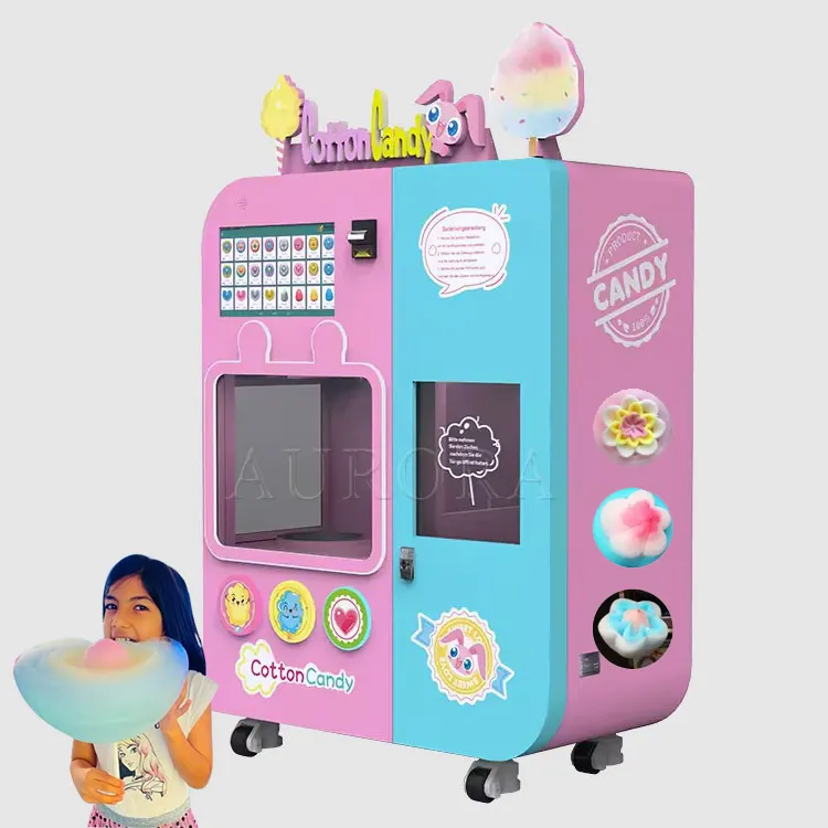 Máquina automática de algodón de azúcar que funciona con monedas, Robot eléctrico mágico, máquina expendedora de hilo de algodón de azúcar