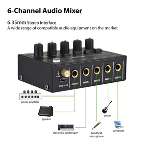 Mini mezclador de audio de 4 canales Conmutación mono estéreo Entrada TRS/TS de 6,35mm Tipo-C DC 5V Procesador de audio Mezclador de ruido ultrabajo - Product Image 2
