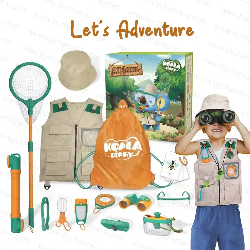 Cadeau éducatif ultime explorateur naturel montessori jouet d'aventure en plein air kits garçon scout équipement de camping semblant jouer ensemble de jouets