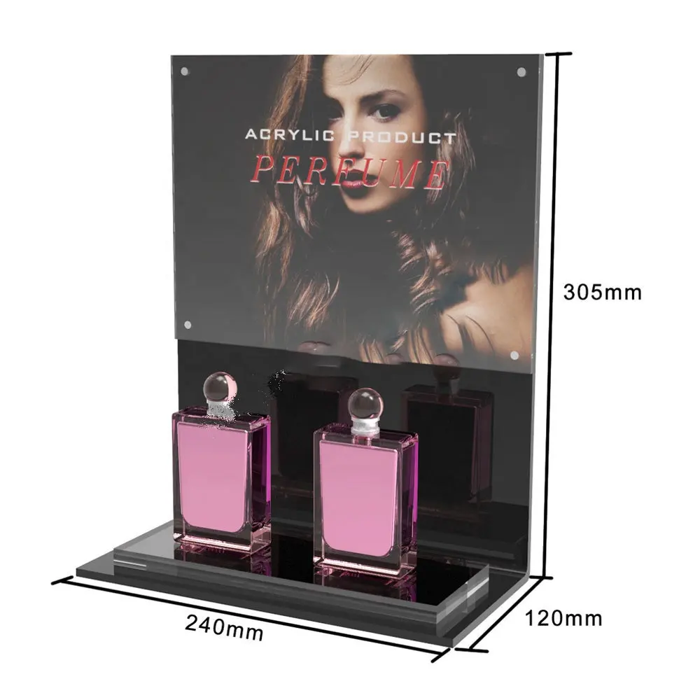 Soporte de exhibición de perfume acrílico personalizado de alta gama organizador de cosméticos de perfume de maquillaje para tienda minorista