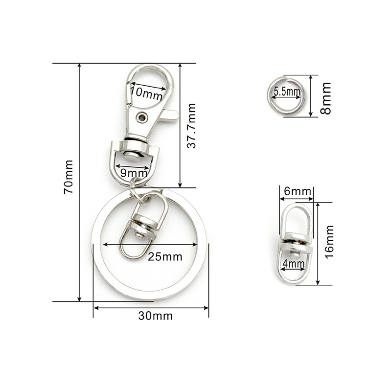 Anilla plana plateada de 30 mm, hebilla para perro de 4.6 g, hebilla figura 8.