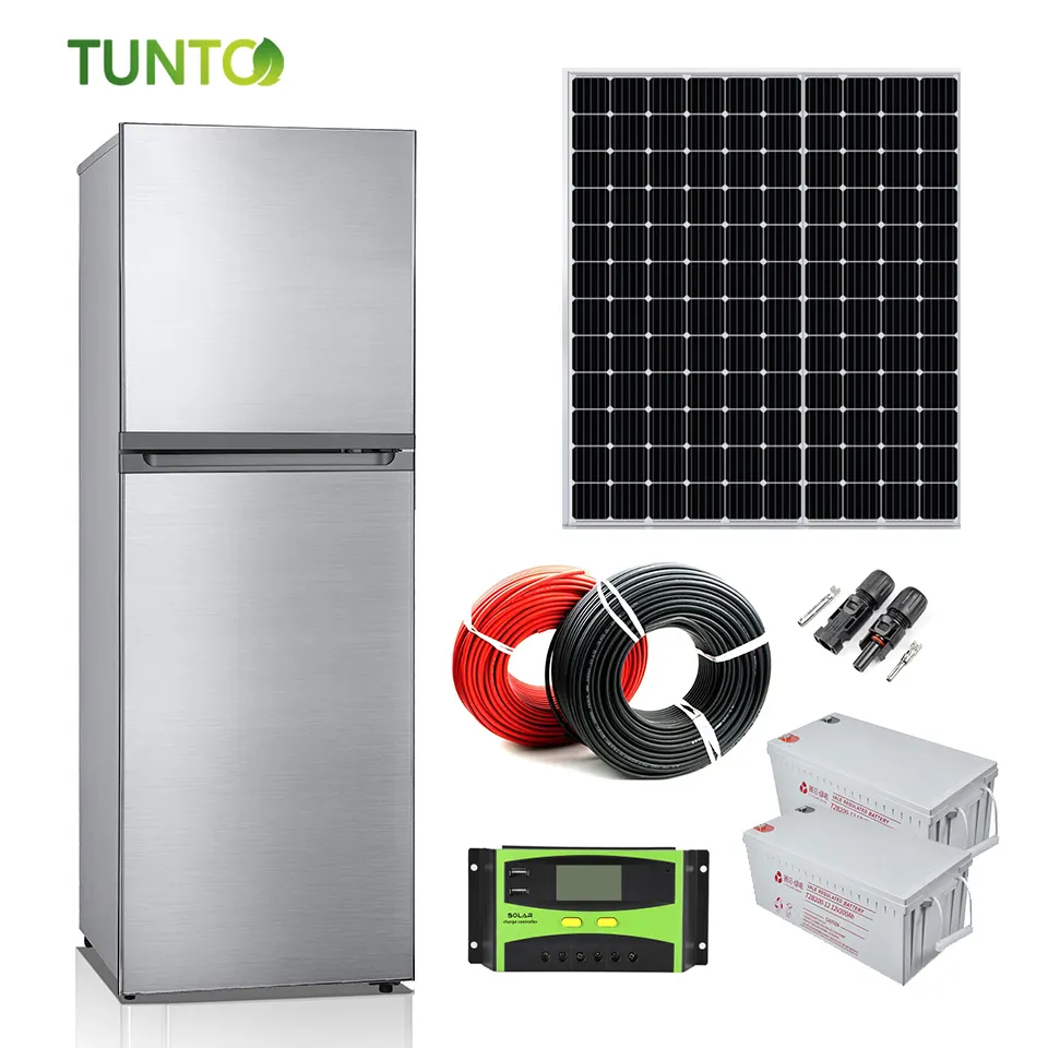 NOUVEAU réfrigérateur-congélateur solaire de conception 150L 12v/24v dc avec le panneau solaire et les batteries