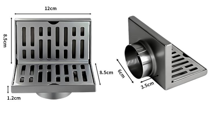 12cm Wall-mounted L-shaped Floor Drain