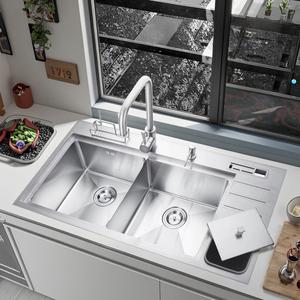 Nhà máy tùy chỉnh vuông nhà bếp thép không gỉ bồn rửa bát đôi máy làm sinksfor RV khách sạn sử dụng - Product Image 3