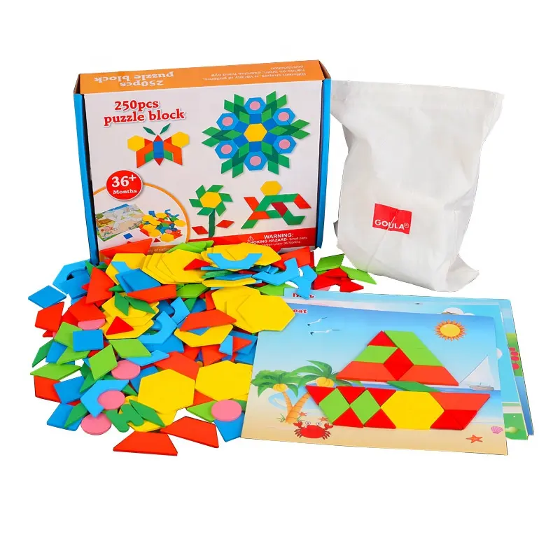 Puzzle éducatif en bois 3d Montessori pour enfants, jouet en gros en chine, jeux d'apprentissage de l'anglais, DIY, 250 pièces