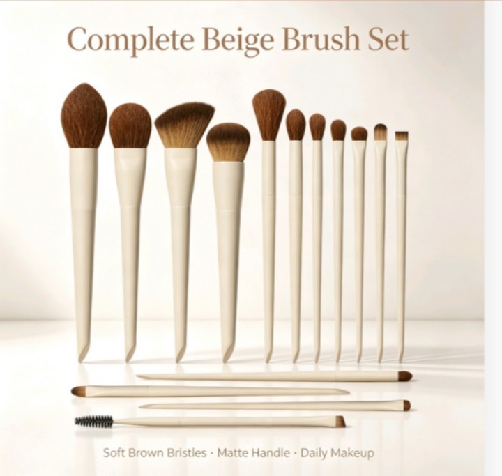 15pcs khaki makeup brush