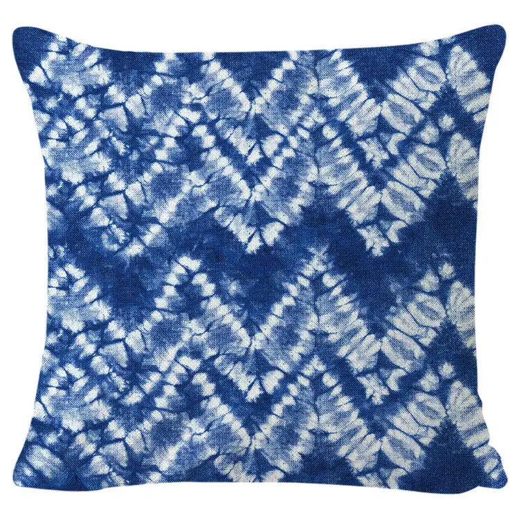 Shibori Indigo blaues Krawatte-Färbemodell Navy Batik abstrakte Baumwollketten dekorative quadratische Kissenbezüge