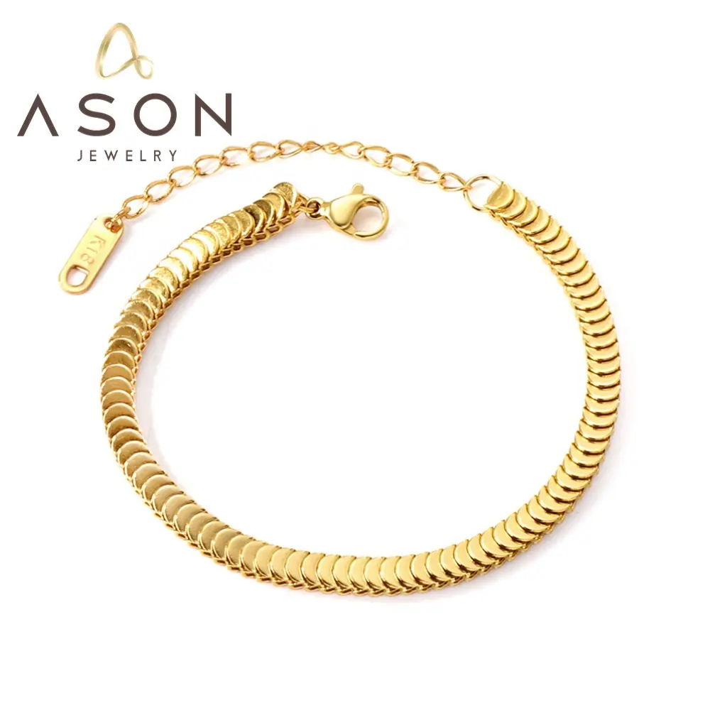 Ason gioielli all'ingrosso braccialetto Vintage in acciaio inossidabile moda 18K PVD placcato oro bracciale in scala di pesce per le donne