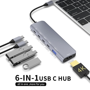 Macbook Pro/Air DellHPおよびTypeCデバイスと互換性のあるUSBCマルチポートアダプター6In1USBCからHDTBドック - Product Image 6