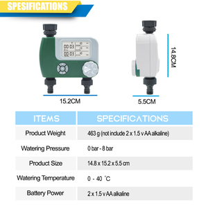Timer del rubinetto del tubo digitale programmabile regolatore di irrigazione del sistema di irrigazione automatico a batteria con 2 prese - Product Image 3