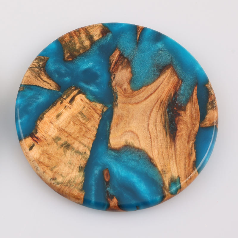 Blue resin wood coaster