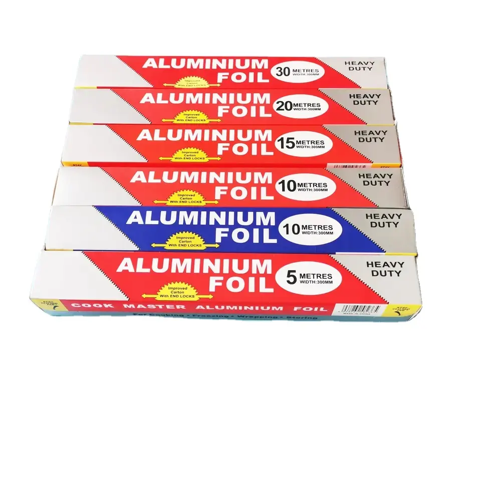 Rolo de folha de alumínio descartável de qualidade alimentar 40 cm, papel alumínio personalizado/embalagem de alimentos para uso doméstico