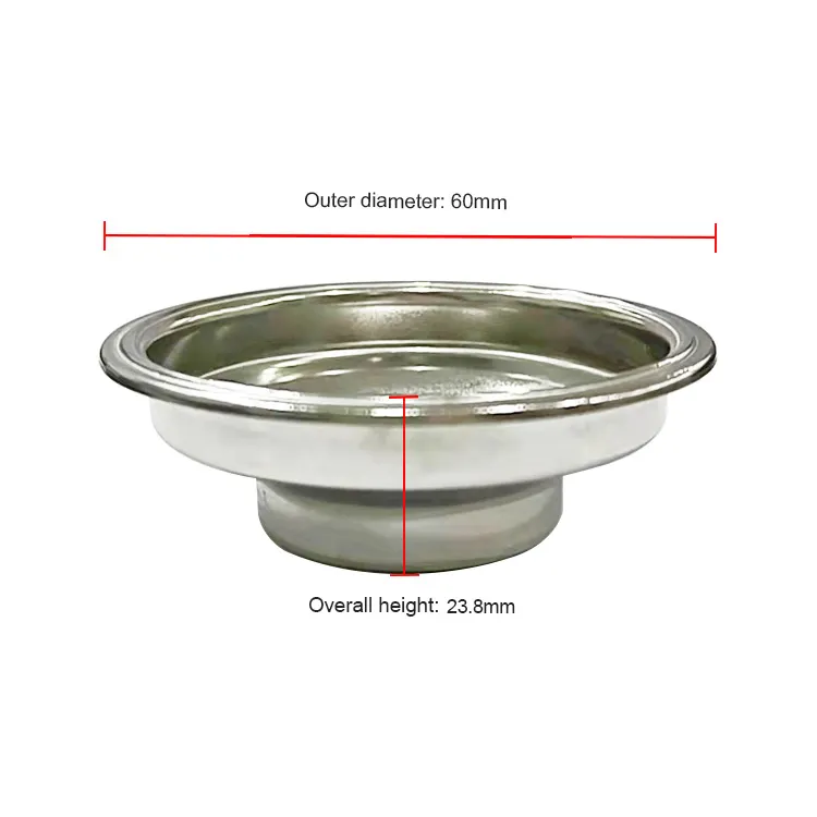 Ciotola per polvere in acciaio inossidabile con cestello filtro di ricambio per filtro da 58mm 2 tazze