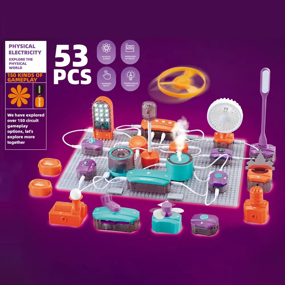 53pcs circuiti elettrici blocchi fai da te circuito di collegamento elettronica esperimenti STEM toy per giocattoli educativi scienza kit fisici