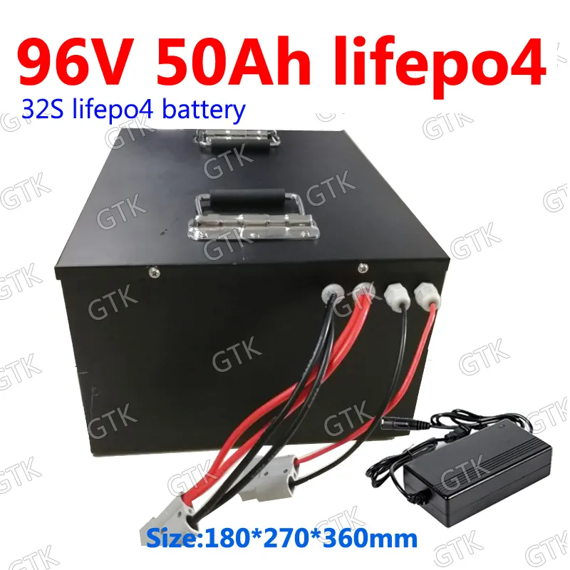 GTK lithium 96v 50Ah Lifepo4 pacco batteria BMS 32S 102V per AGV inverter veicolo scooter moto 8000W carrello elevatore + caricatore 5A