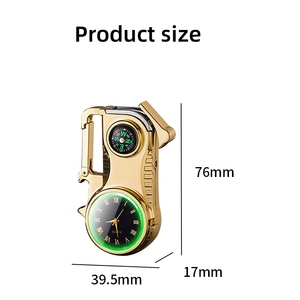Multi <strong>Functional</strong> Outdoor <strong>Lighter</strong> Windproof Red Flame Refillable <strong>Lighter</strong> <strong>With</strong> Compass, <strong>Clock</strong>, Key Chain - Product Image 4
