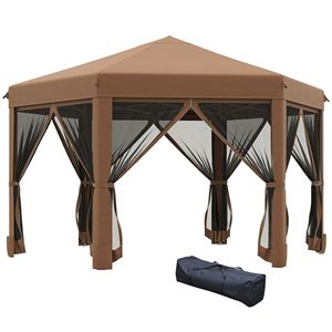 Сверхмощная уличная палатка 13 'X 11' Шестигранная всплывающая беседка с 6-сетчатой сеткой для боковины 3-уровневой регулируемой - Product Image 1